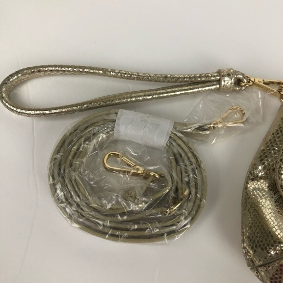 Debbie Brooks NY Gold Silk Screened Handbag Clutch Interchangeable - Picture 5 of 16